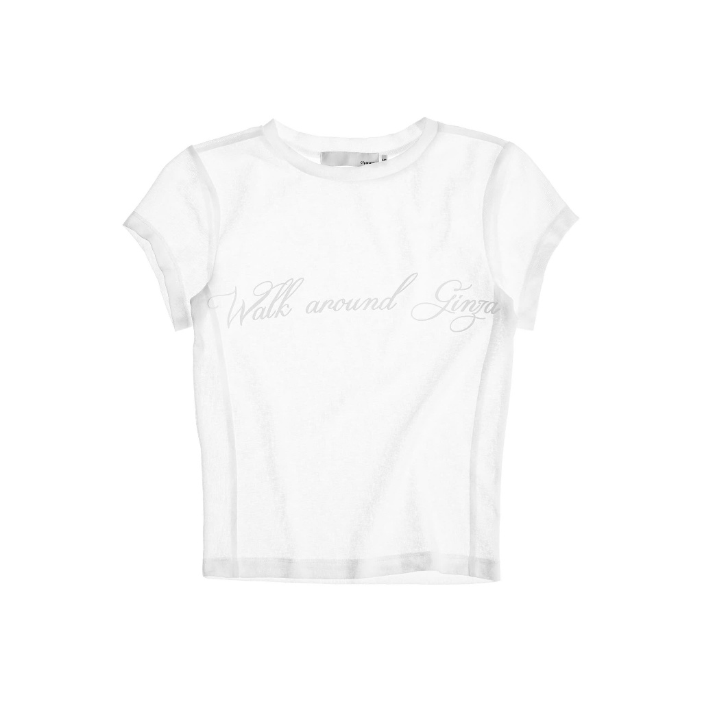 67% ผ้าซีทรูพิมพ์ลายตัวอักษร Form BABY TEE Unisex - GINZA BABY TEE