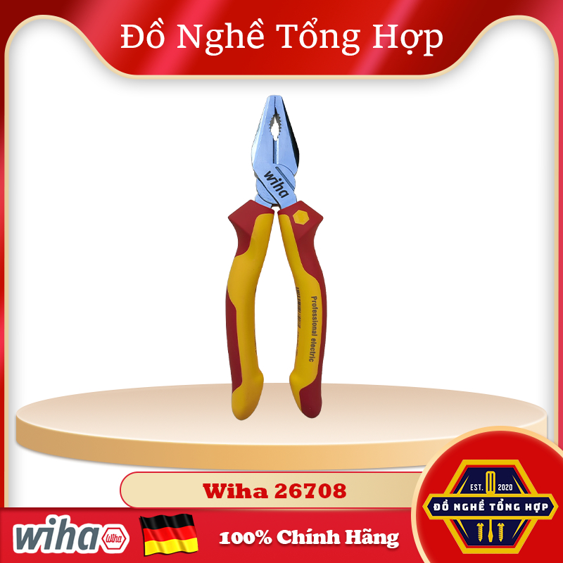 WIHA 26708 คีมอเนกประสงค์หุ้มฉนวน 1000 โวลต์ 180 มม. [เยอรมันแท้/เยอรมนี]