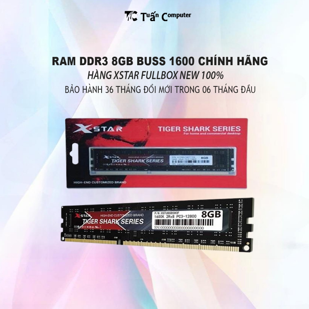 RAM PC XSTAR DDR3 8GB BUS 1600 3 ปี