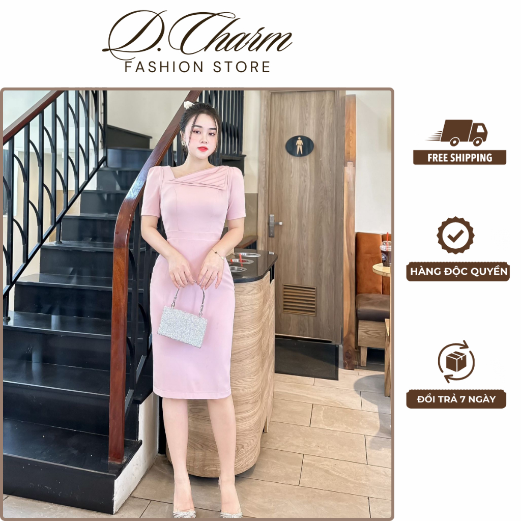 (DCharm) ชุดเดรสคอ offset Stylized ช่วยให้สาวสง่างามและหรูหรา-DCVA2309
