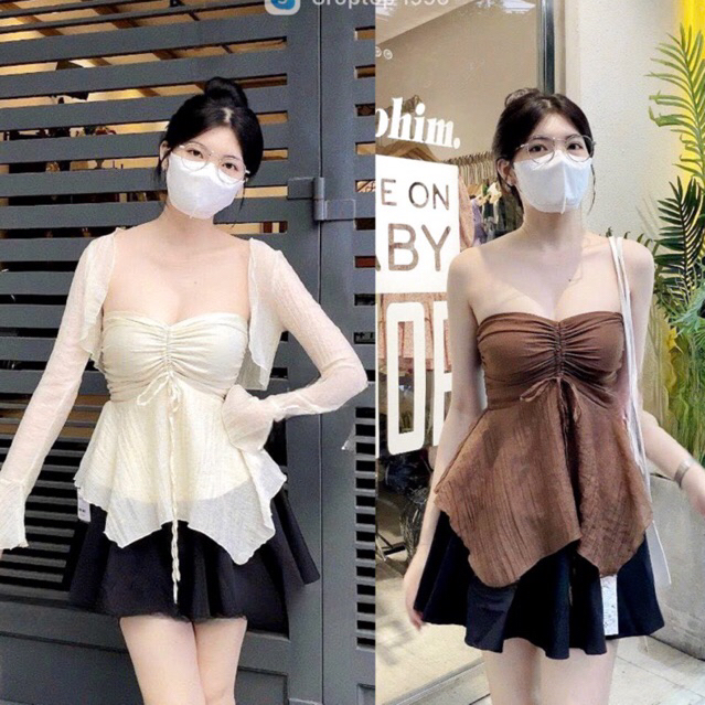 เสื้อเชิ้ตผู้หญิง ชุดเซตพร้อมแจ็กเก็ตลูกไม้ แบบนิ่ม สไตล์เกาหลีสุดหรู ก177