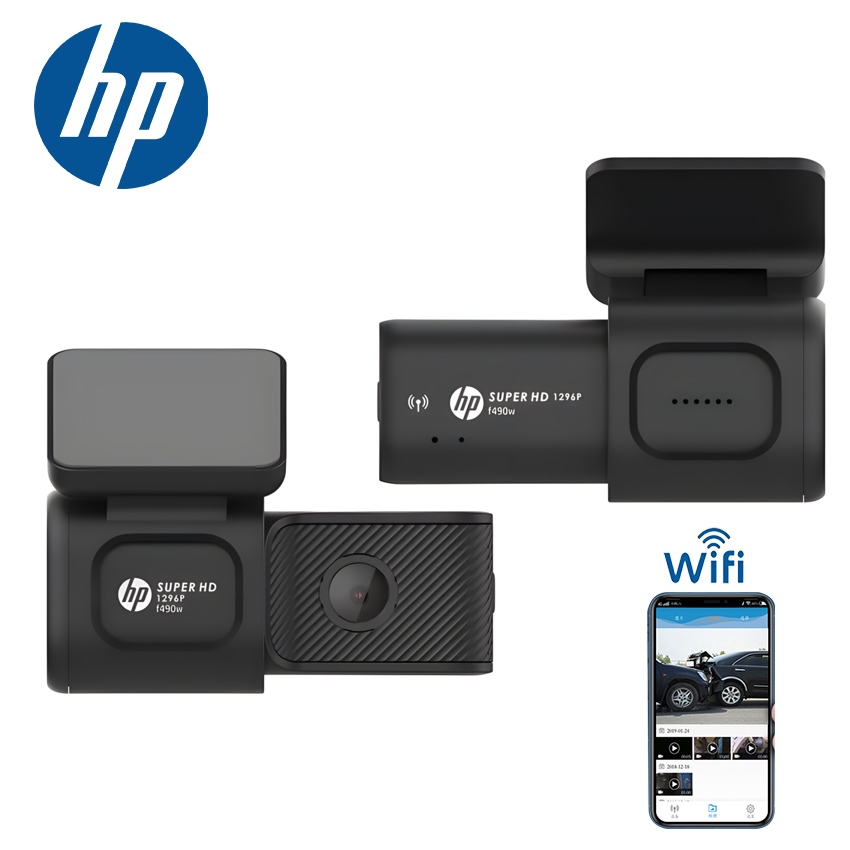 กล้องติดรถยนต์พร้อมความละเอียด Wifi พรีเมี่ยมแบรนด์อเมริกัน HP - F490W. สินค้าของแท้