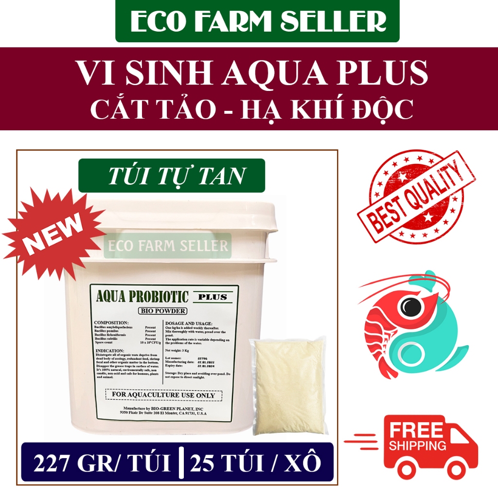 1 แพ็ค Aqua Plus Probiotics 227G Pond Water Treatment - ลด NH3 NO2 ในกุ้งและปลาบ่อน้ํา - นําเข้าจากอ