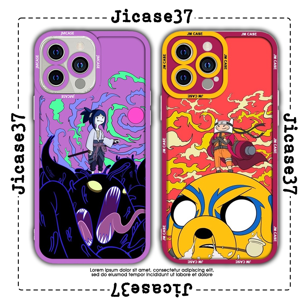 JM เคสเวลาผจญภัย Naruto ขอบเหลี่ยม iphone Case 6plus/6s/6splus/7/7plus/8/8plus/x/xs/11/12/pro/max/pl