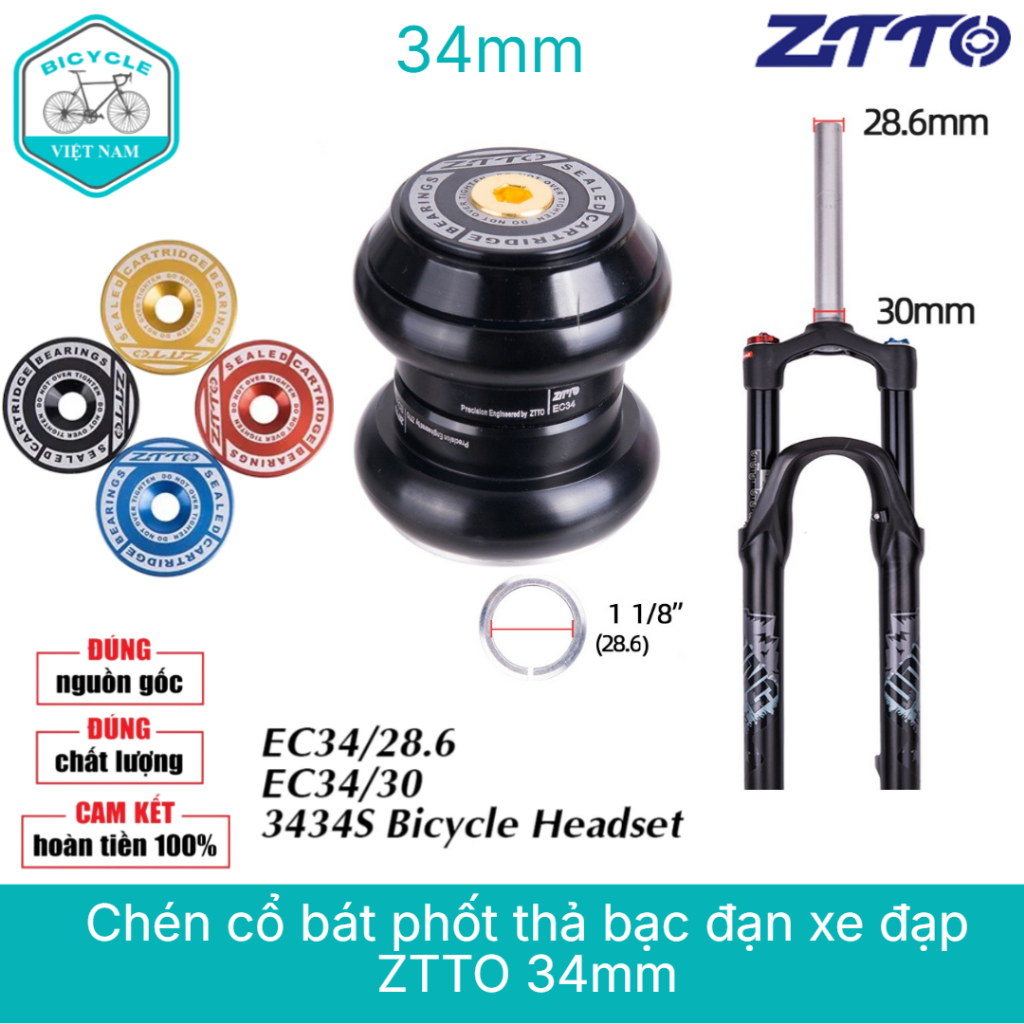 ZiTTO 3434S 34mm Bicycle Bearing Drop – น้ําหนักเบา ทนทาน การดําเนินงานที่ราบรื่น