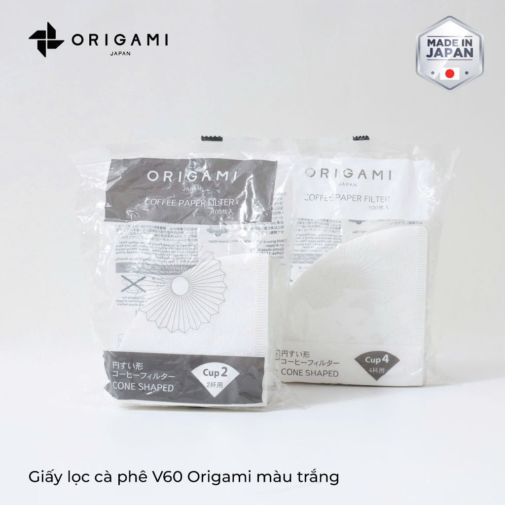 [ORIGAMI JAPAN] กระดาษกรองกาแฟ 100 แผ่น V60 ORIGAMI สีขาว