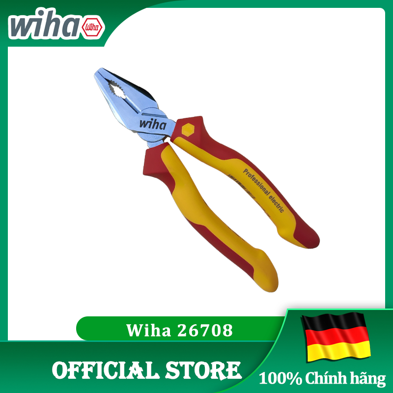 Wiha 26708 คีมอเนกประสงค์หุ้มฉนวน 1000 โวลต์ 180 มม. [เยอรมันแท้/เยอรมนี]