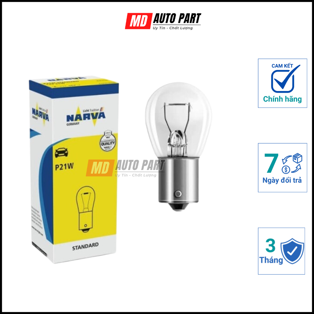 [ของแท้] หลอดไฟเบรก NARVA P21W 12V แท้ ไฟถอยหลัง ไฟเลี้ยวจากเยอรมัน (ราคา 1 หลอด)