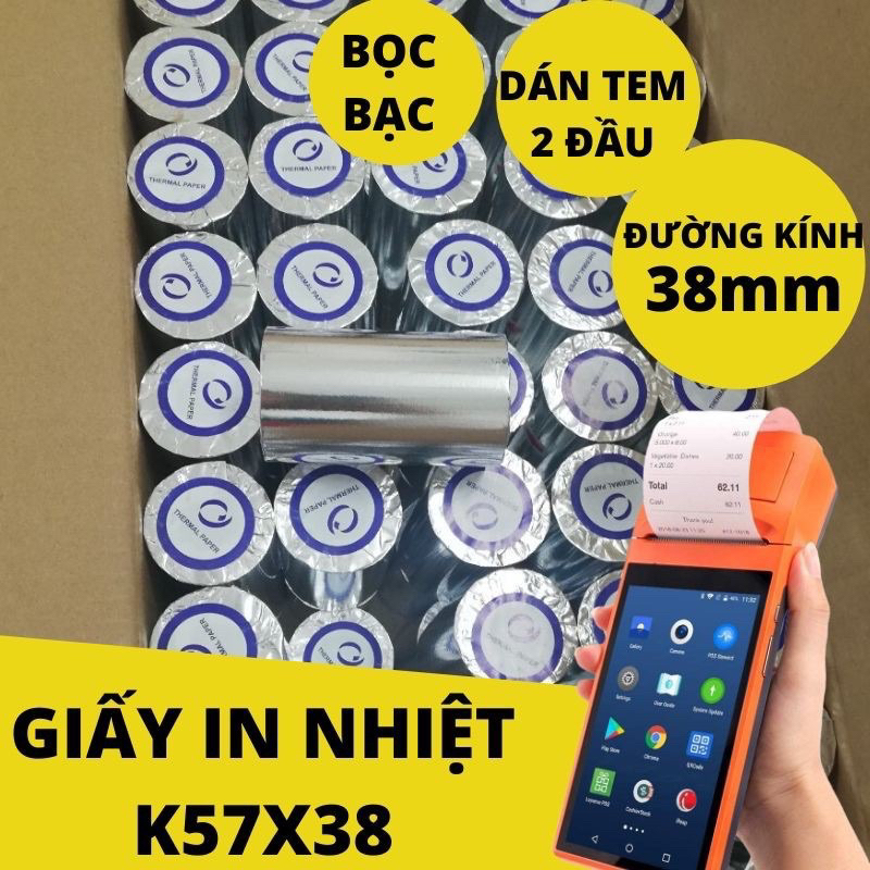 [ 100 ม้วน ] กระดาษพิมพ์ใบเสร็จ K57 x 38 - กระดาษพิมพ์ความร้อน K57 สําหรับเครื่อง, มือถือ Pos Now/ /