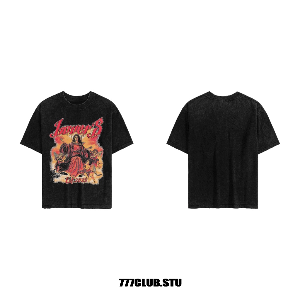 Wash unisex Cupids Lover 777Club.studio เสื้อยืดโอเวอร์ไซส์ ผ้าฝ้าย 100% พรีเมี่ยม 250gsm