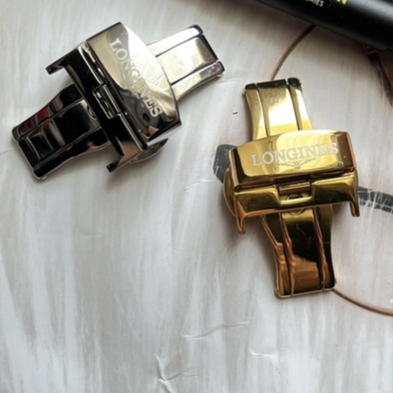 FREE TOOLS TO REPLACE Butterfly Buckles สายหนัง ไซส์ผู้ชายและผู้หญิง สลักด้วย LONGINES