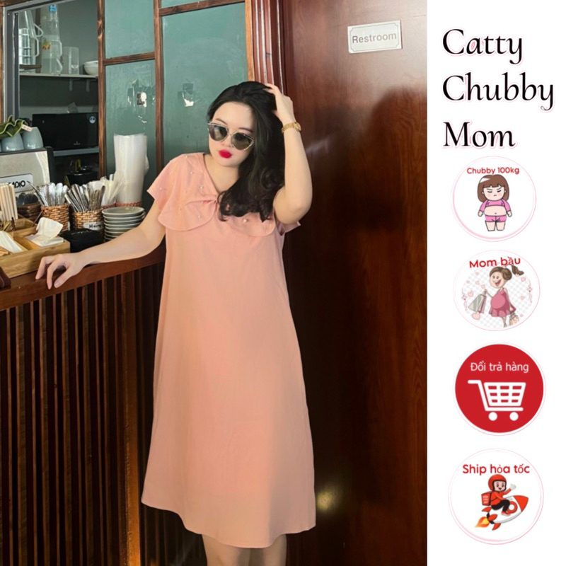CHUBBY- BAU เดรสคอระบายมุกคนท้องไซส์ใหญ่