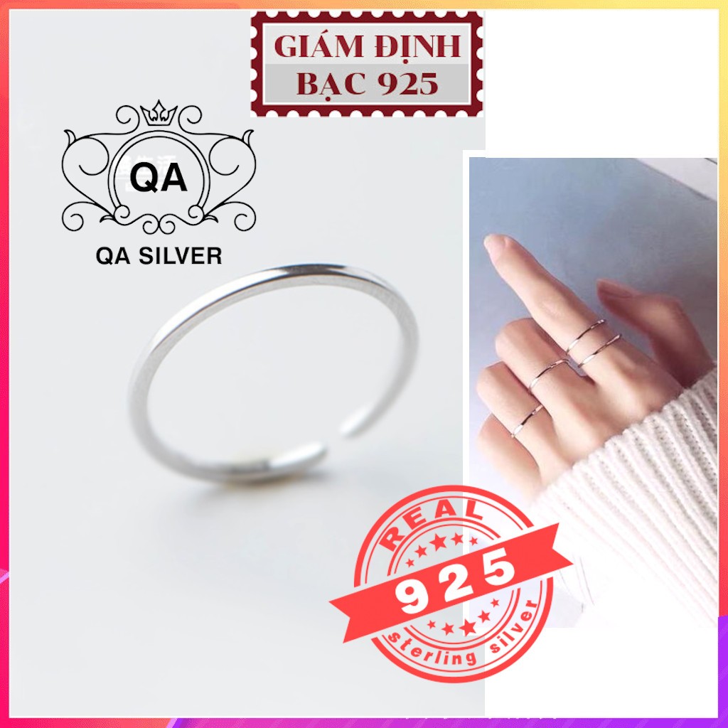 แหวนเงิน 925 ธรรมดาสําหรับผู้หญิงพร้อมด้ายสี่เหลี่ยมสไตล์มินิมอล S925 BASIC QA SILVER Ring RI180303