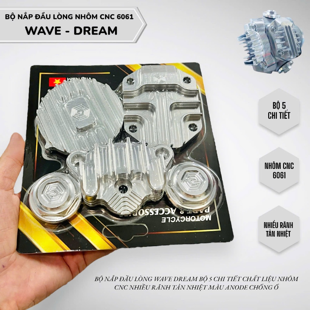 ชุดหมวกหัวใจ Wave Dream 5 พร้อมร่อง cnc อลูมิเนียมหลายสี สีป้องกันการรั่วไหล