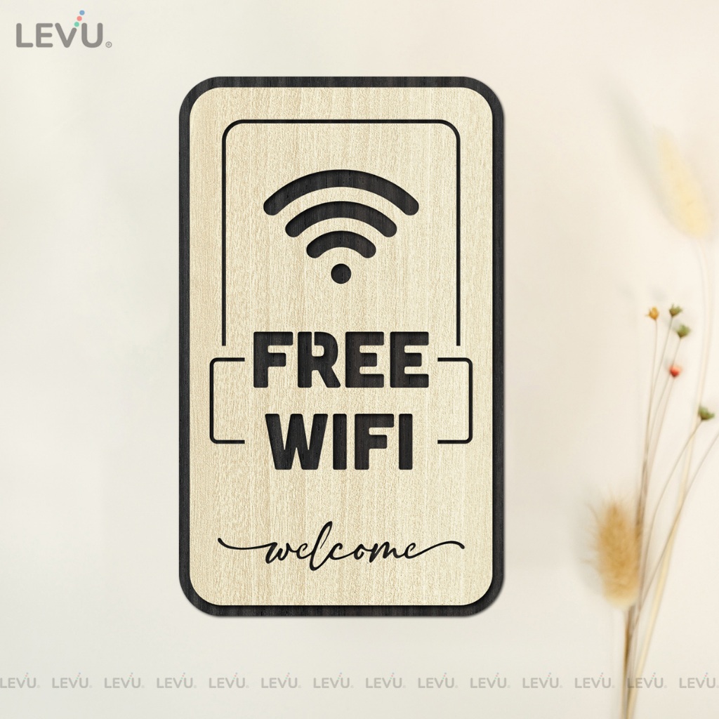 LEVU TW07S ป้าย wifi ฟรี ทําจากไม้แกะสลักด้วยคําหรูหราคุณภาพสูง