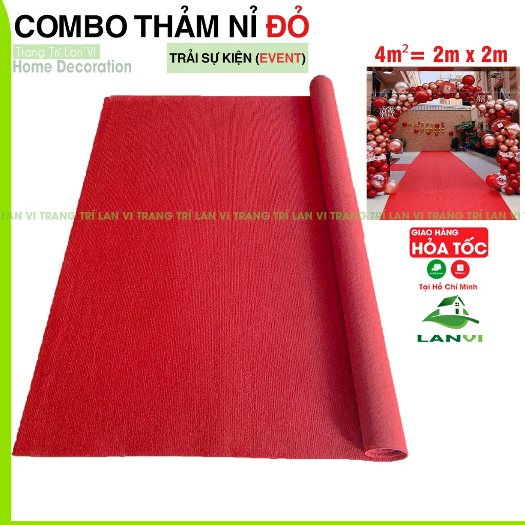 พรมปูพื้นสักหลาด (combo 4m2) พรม EVENT EVENT สตูดิโอฟิล์มตกแต่ง สีแดงสดใส ขนาด 2m x 2m