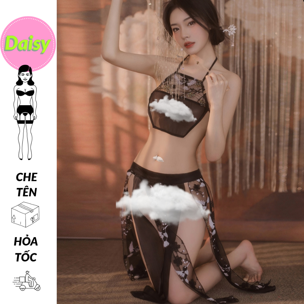 คอสเพลย์นางสนม 3 วิธีสวมใส่เครื่องแต่งกายจีนโบราณ - Tang Dynasty คอสเพลย์ผ้ากันเปื้อนนอนซีทรู Vo Tac