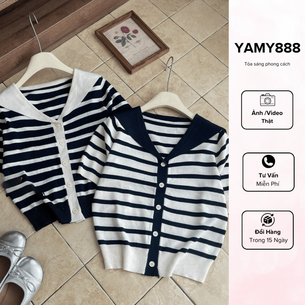 เสื้อสเวตเตอร์แขนสั้นคอปกกะลาสี AP241-yaymy888