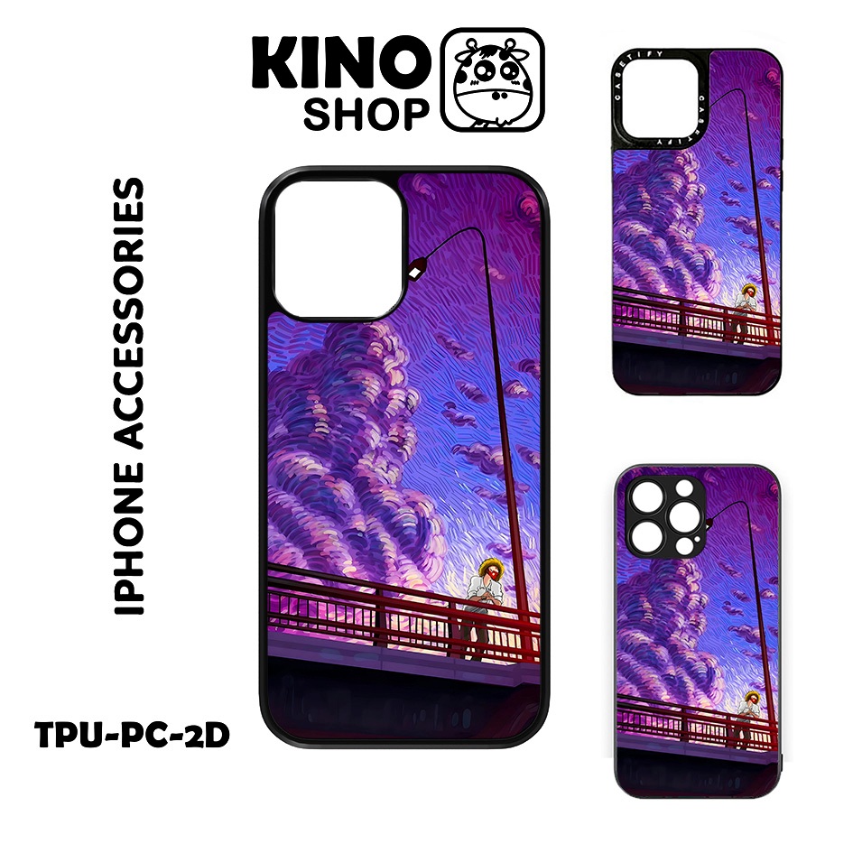 KINOSHOP เคสไอโฟน [OD 523] van Gogh ขอบยืดหยุ่นสีดําซิลิคอน TPU ป้องกันสีเหลืองสําหรับ 11 15 Pro Max