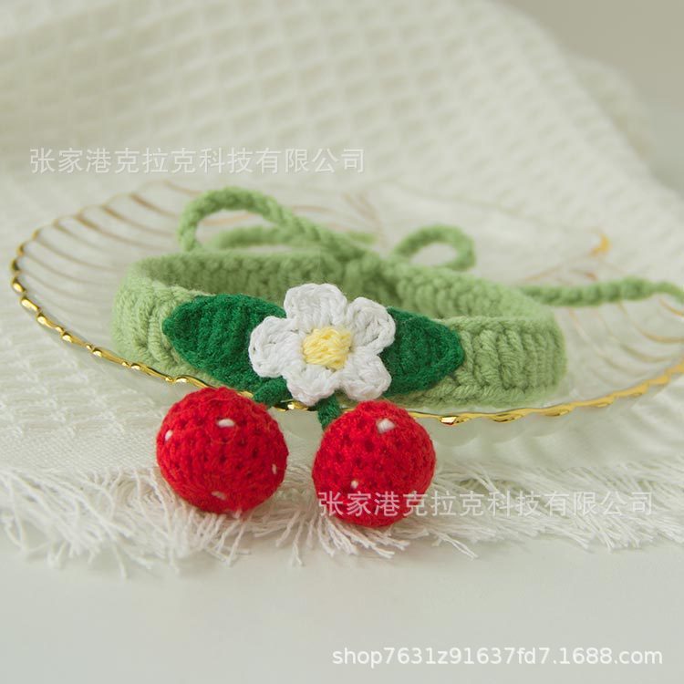เอี๊ยมขนเชอร์รี่ขนาดเล็กสําหรับสุนัขและแมวปลอกคอขนสัตว์แฮน รูปที่ 2
