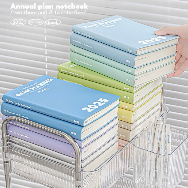 PLANNER NOTEBOOK 2025 ฝาครอบหนัง PU - DAILY PLANER PLANE HANDBOOK
