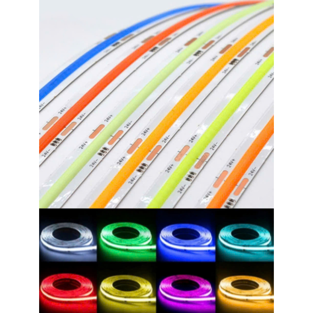 ม้วน LED COB สว่างเป็นพิเศษ 24v 10 ม. สติ๊กเกอร์ LED COB ตกแต่งอเนกประสงค์