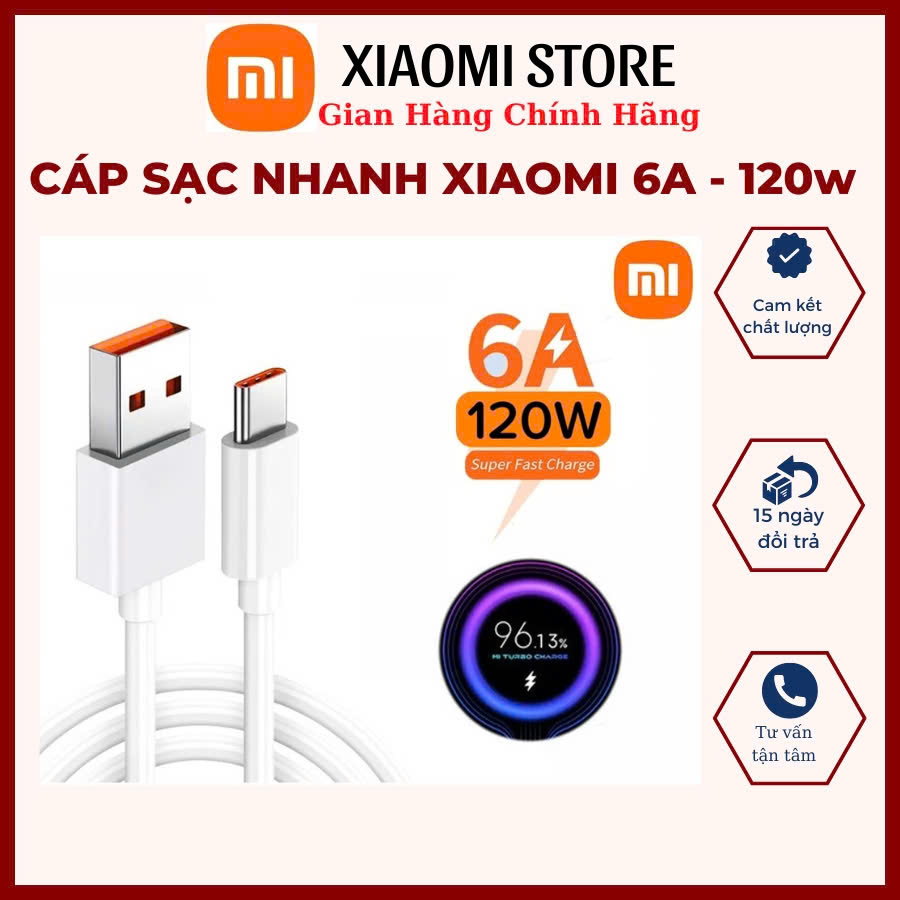 สายชาร์จเร็ว 120w(6A), 67w, 55w, 33w, 18w Turbocharger สําหรับ Xiaomi, สายชาร์จ Xiaomi Fast, 120w