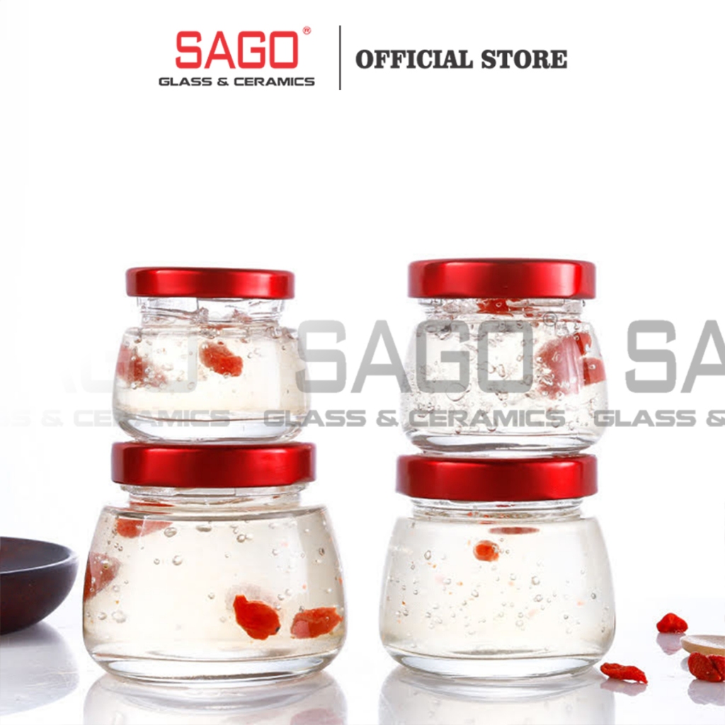 [ Set 06 ] ขวดแก้ว 75ml, 100ml, 150ml, 200ml พร้อมฝาชุด | ขวดรังนก ขวดรังนกพรีเมี่ยม