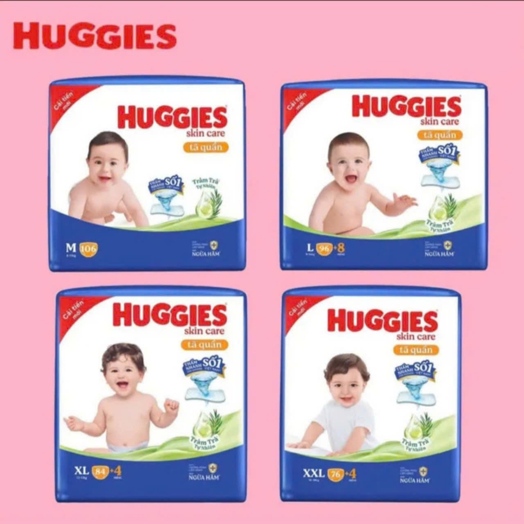 JUMBO HUGIES Skin Care Tea Tree ผ้าอ้อมรุ่นใหม่ทุกขนาดสําหรับเด็กทารก M106/L96+8/XL84+4/XXL76+4