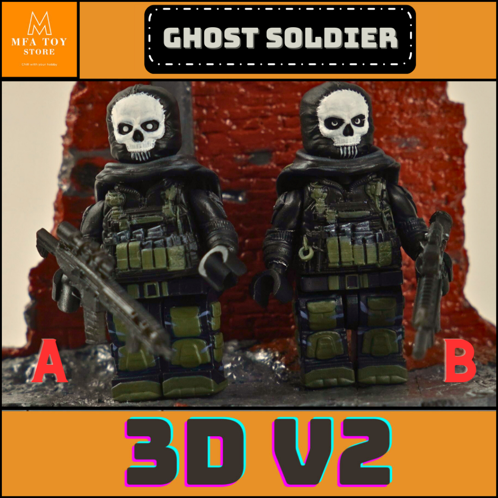 [รวมอุปกรณ์ 3d Handheld] ของเล่นประกอบกองทัพ swat โมเดลประกอบทหาร - ตัวละครพิมพ์ 3DV2 GHOST SOLDIER