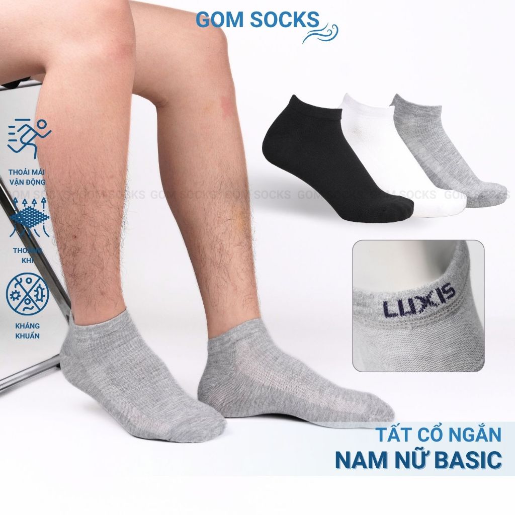 GOM SOCKS ถุงเท้ากีฬาคอสั้นสําหรับผู้ชายและผู้หญิง ถุงเท้ากีฬาคอสั้นทําจากผ้าฝ้ายระบายอากาศไม่ระบาย 