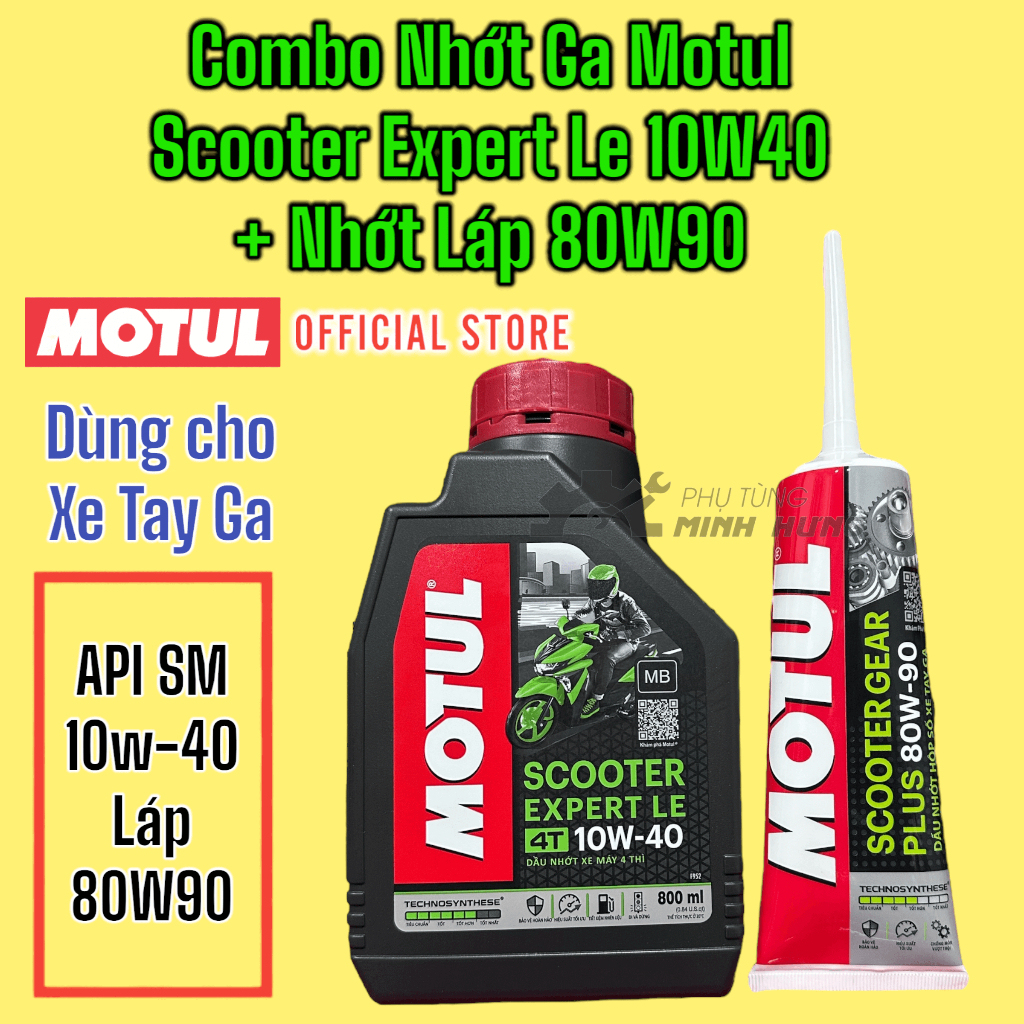 Combo Motul Scooter Expert LE 10W40 0.8L Lubricant + Motul 80W90 น้ํามันหล่อลื่นสําหรับสกู๊ตเตอร์