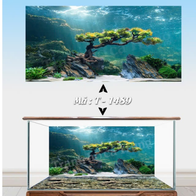 3D Aquarium Painting BonSai Water Back Painting Model - Aquarium Back Painting - Glue Ready - แถมฟรี