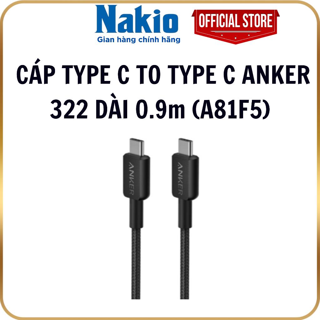 สาย Anker 322 Type C to Type C ยาว 0.9 ม. - A81F5 - 18 เดือน