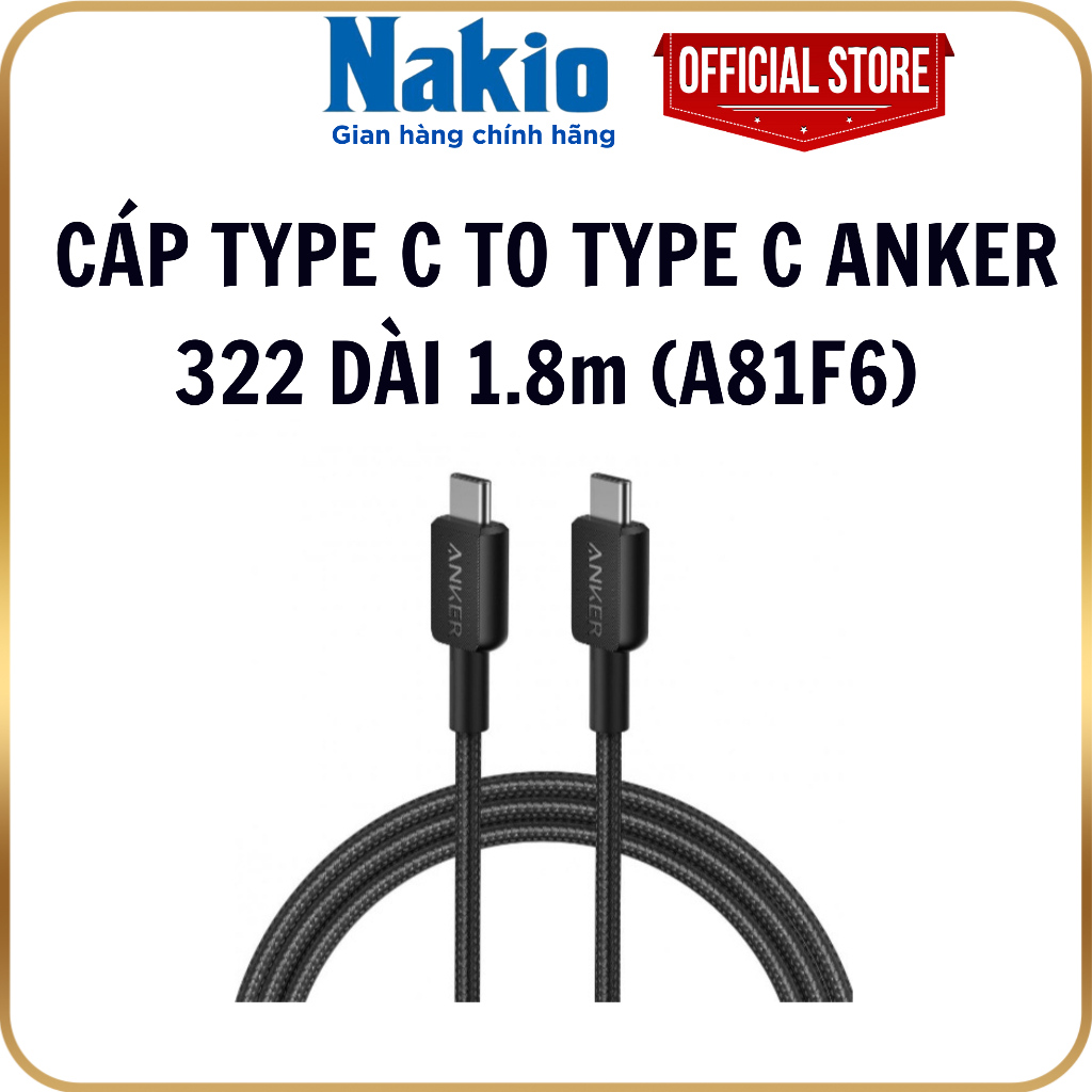 สาย Anker 322 Type C to Type C ยาว 1.8 ม. - A81F6 - 18 เดือน