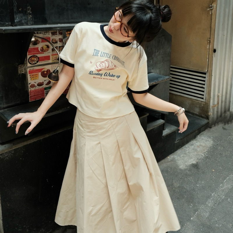 Croissant Ringer Tee - สตูดิโอ Aufra