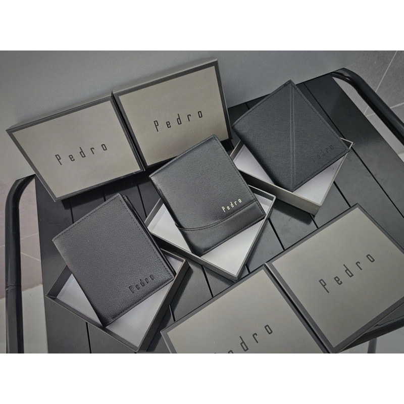 [Fullbox+Paper Bag] กระเป๋าสตางค์ pedro ผู้ชายแนวตั้งคุณภาพสูงหลายช่อง มีช่องซิป