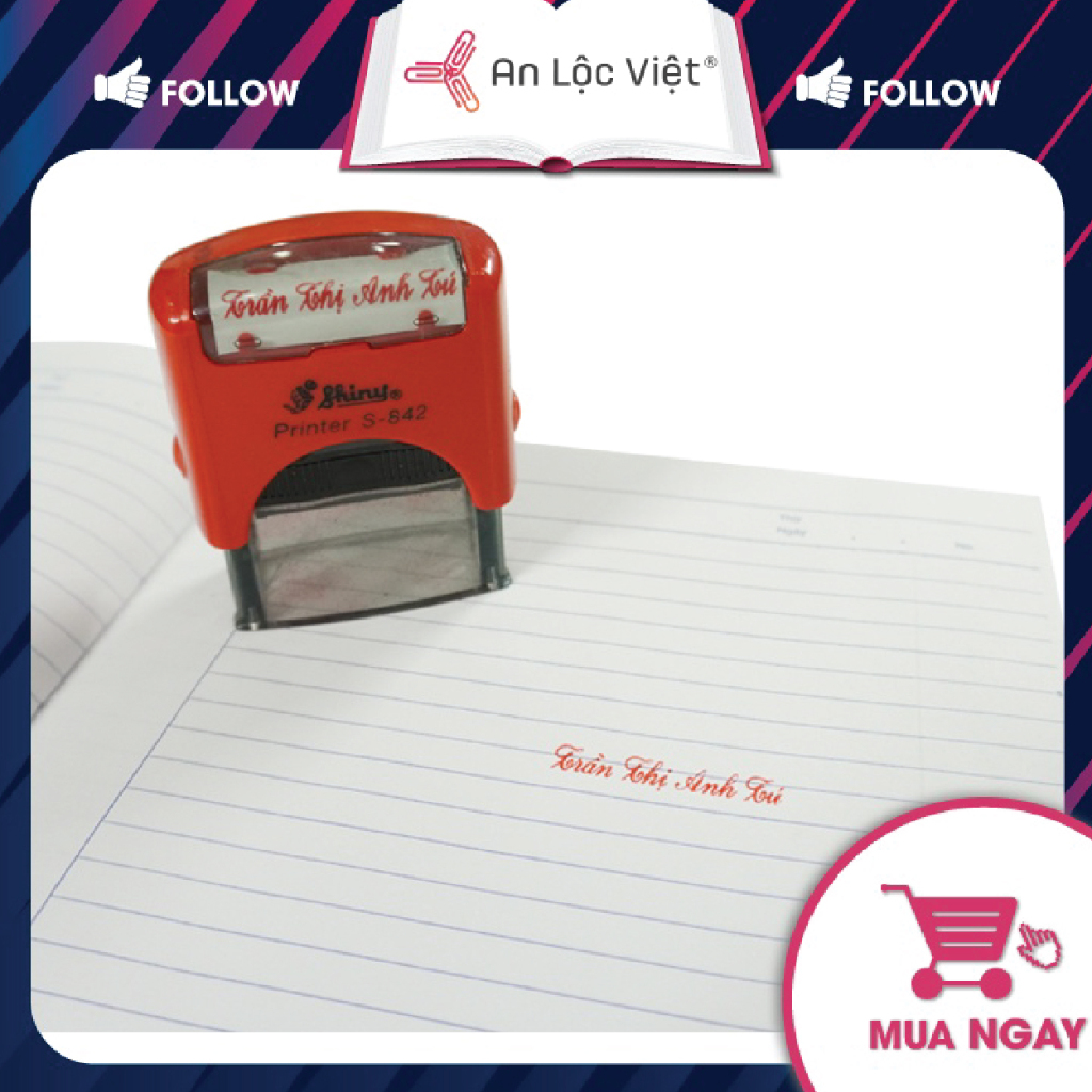 Engrave Name Stamp (ตามคําขอ) 1 - 2 Lines - Shiny Stamp S842 (14x38mm)