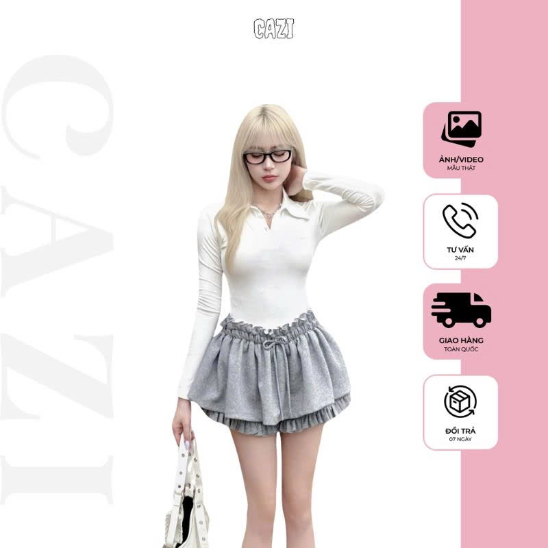 Zazi Faye Venus Skirt - กระโปรงชายระบายมีโบว์