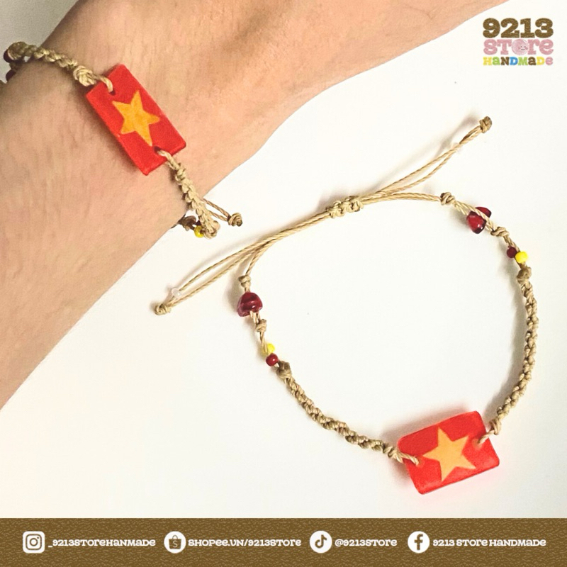 สร้อยข้อมือธงเวียดนามแฮนด์เมดพร้อมเชือกรูด [9213 เก็บ]
