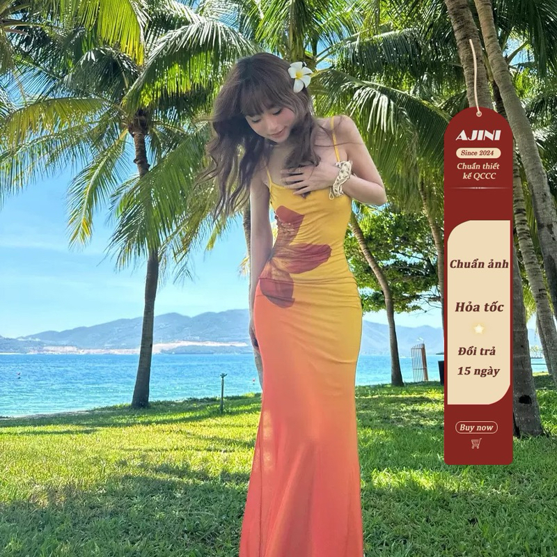 Ombre ชุดเดรสคล้องคอฤดูร้อนเขตร้อน | อาจินี |