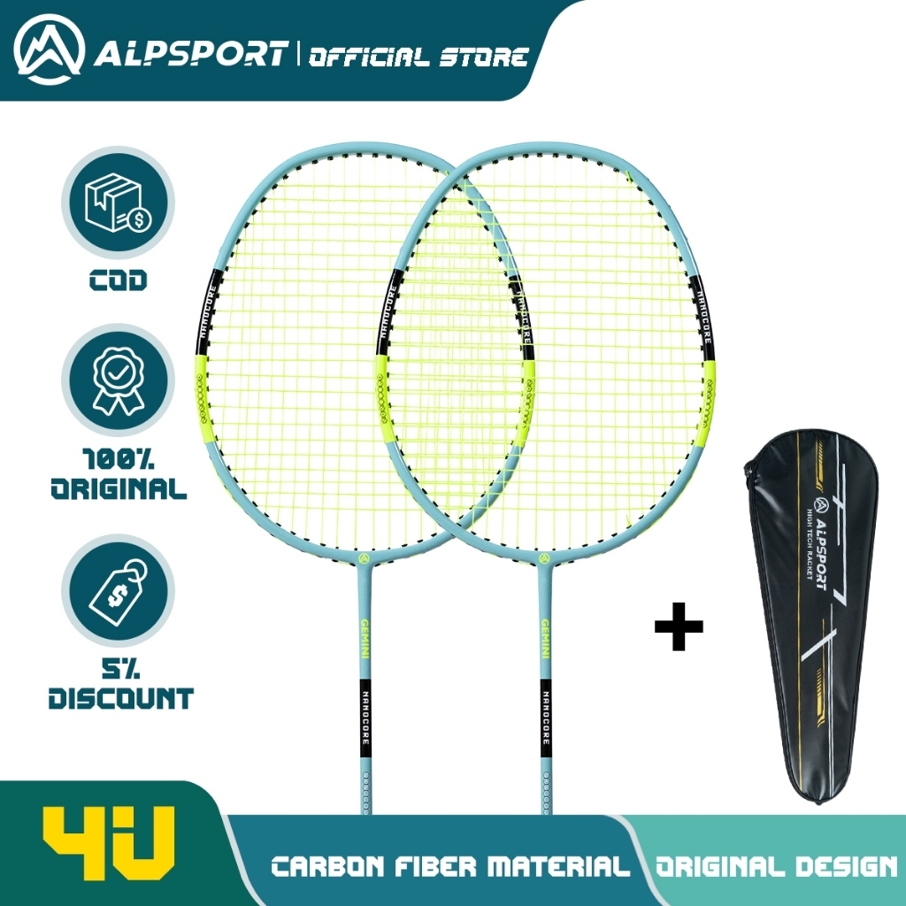 ALP SPORT Gemini ไม้แบดมินตันลดล่วงหน้า 11กก. 4UG5 กรอบคาร์บอน 100% ไม้แบดมินตันสําหรับผู้ชายและผู้ห