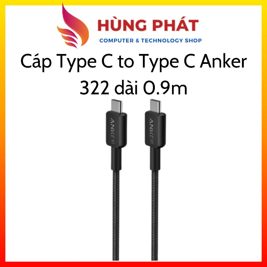 สาย Anker 322 Type C to Type C ยาว 0.9 ม. - A81F5 - 18 เดือน