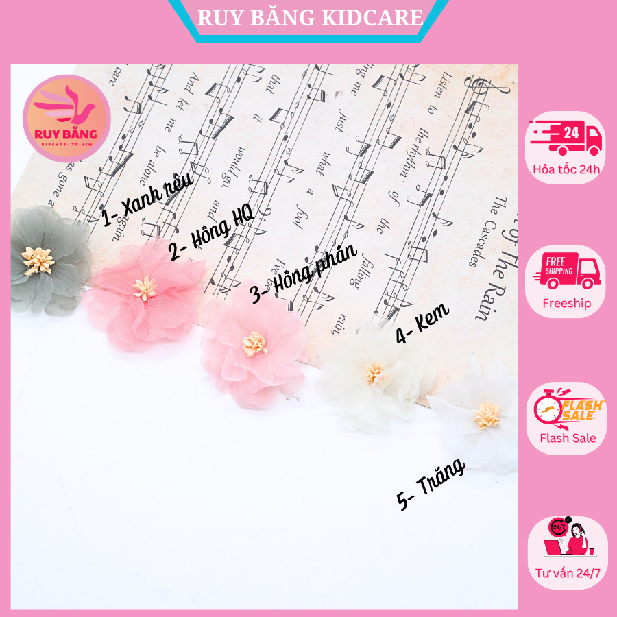 เสื้อเบลาส์ดอกไม้/ ชีฟองดอกไม้/ ดอกปิลคู่ 5ซม. H11B09 [HCM]