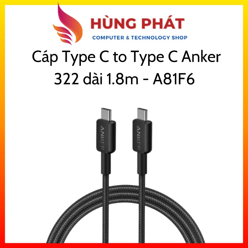 สาย Anker 322 Type C to Type C ยาว 1.8 ม. - A81F6 - 18 เดือน
