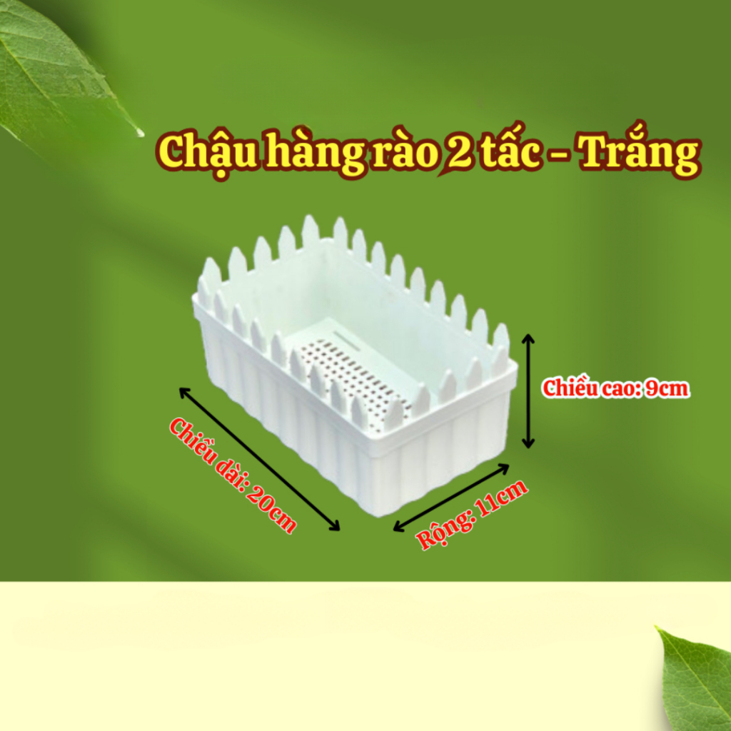 (Combo of 3) กระถางรั้วพลาสติก 2T สีขาว (20x11x9ซม.) สําหรับพืชตั้งโต๊ะและตกแต่งบ้าน