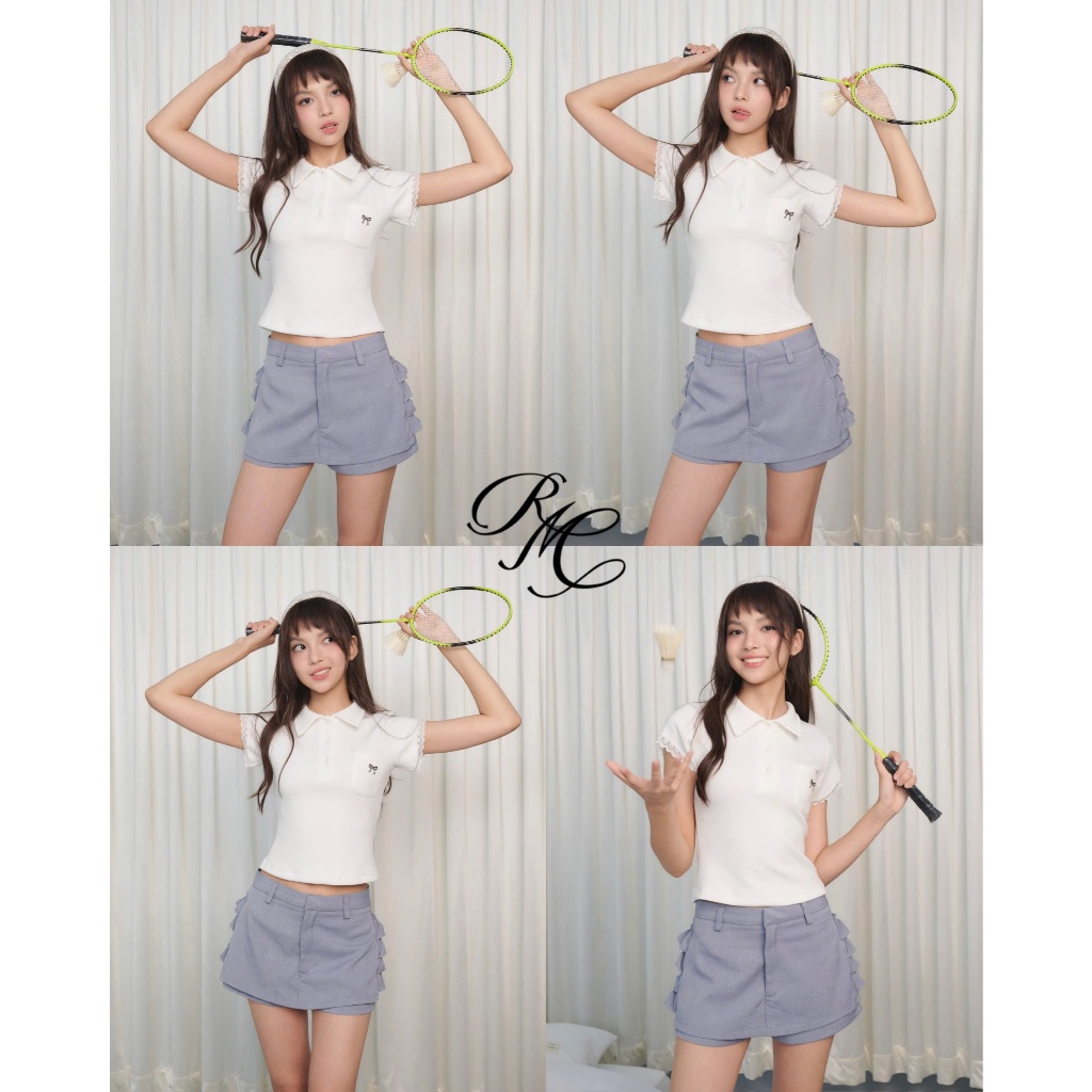 Remmus - โปโล "นุ่ม" | เสื้อโปโลลูกไม้เนื้อยางยืดเรียบหนาสําหรับผู้หญิง