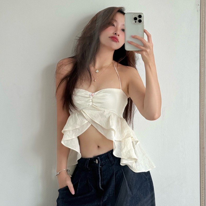 Émilie - Carla Top - เสื้อสายเดี่ยวมีโบว์ระบาย