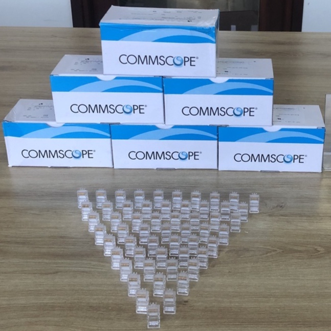 ขั้วต่อเครือข่าย RJ45 แท้ 1 กล่อง, สาย CAT5E commscope AMP, PN:6-554720-3