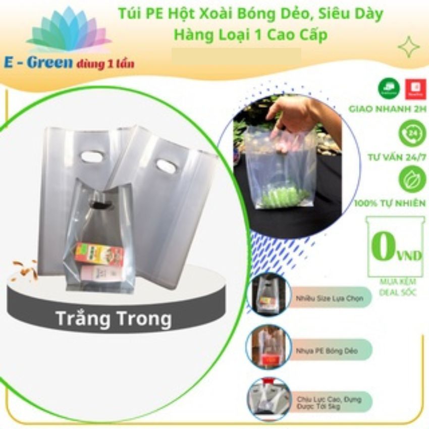 [HCM] ถุงเมล็ดมะม่วง PE สีขาวใส 1 กก. ใช้เก็บเสื้อผ้าสําหรับร้านค้า - Egreen แบบใช้แล้วทิ้ง